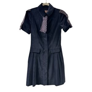 Ports 1961 Luxury Brand Navy Short Sleeve Minidress with Silk Tie Accents size 6